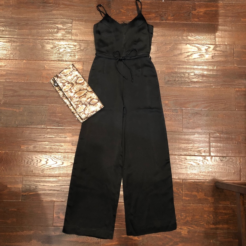 Black Satin Evening Romper